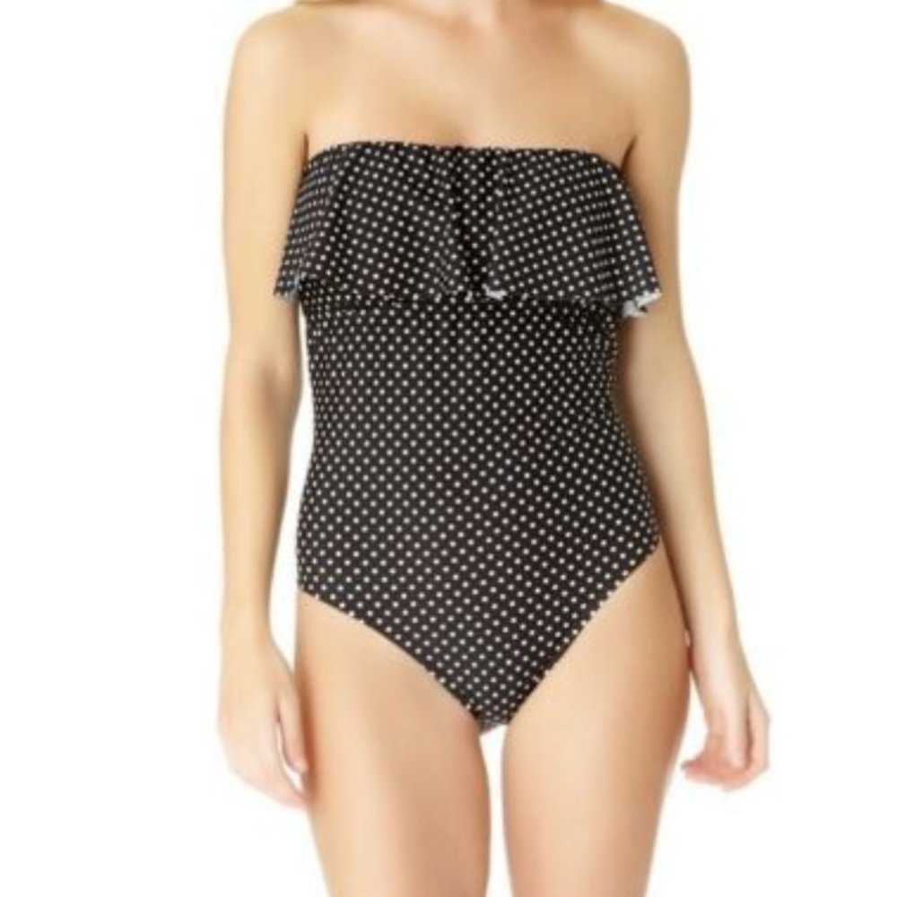 NWT | a.n.a | Polka Dot  Bandau Tankini Top | Black & White | Small